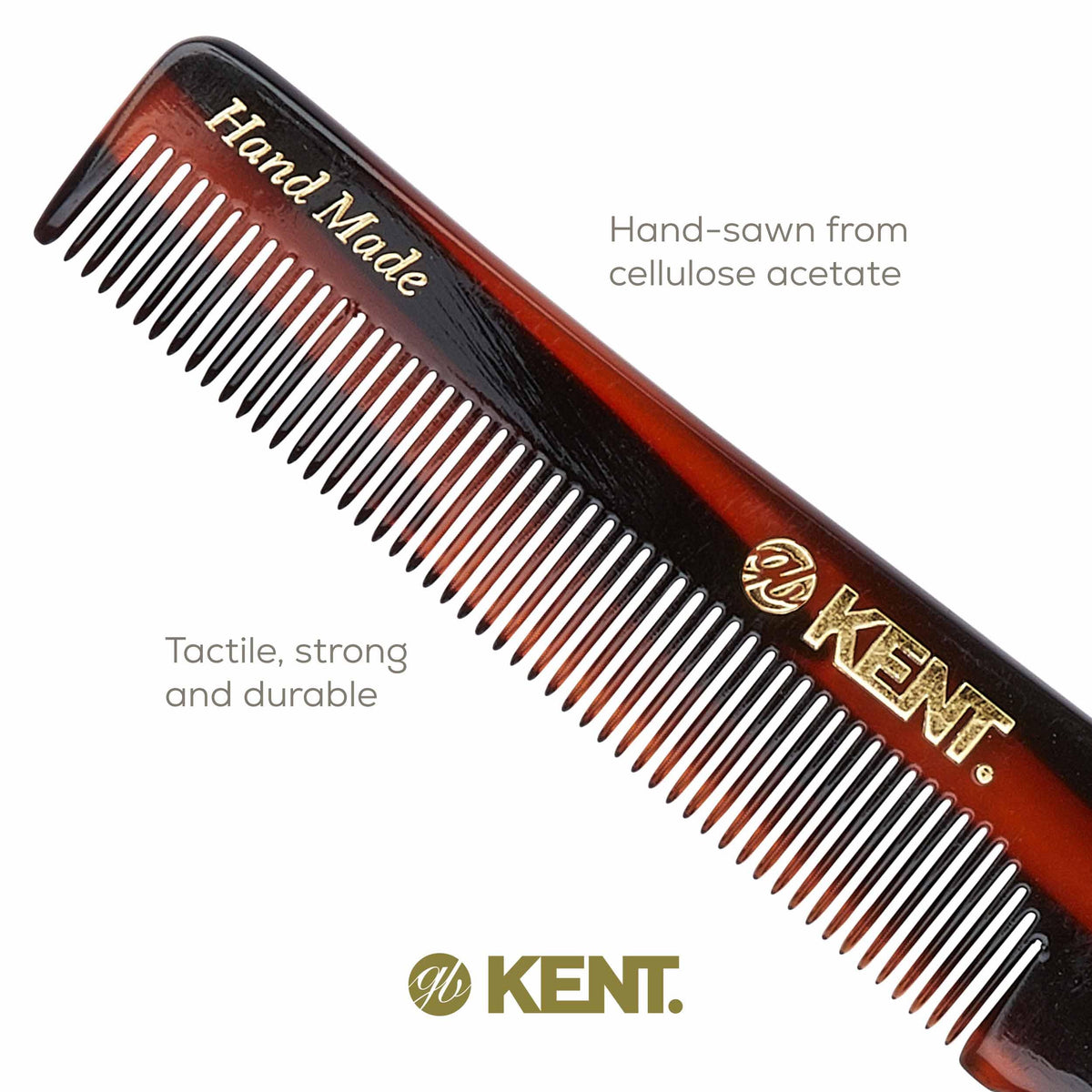 Kent R18T Handmade All Fine Tooth Pocket Comb for Men, Hair Comb for Styling Hair, Mustache and Beard, Saw Cut and Hand Polished, Made in England