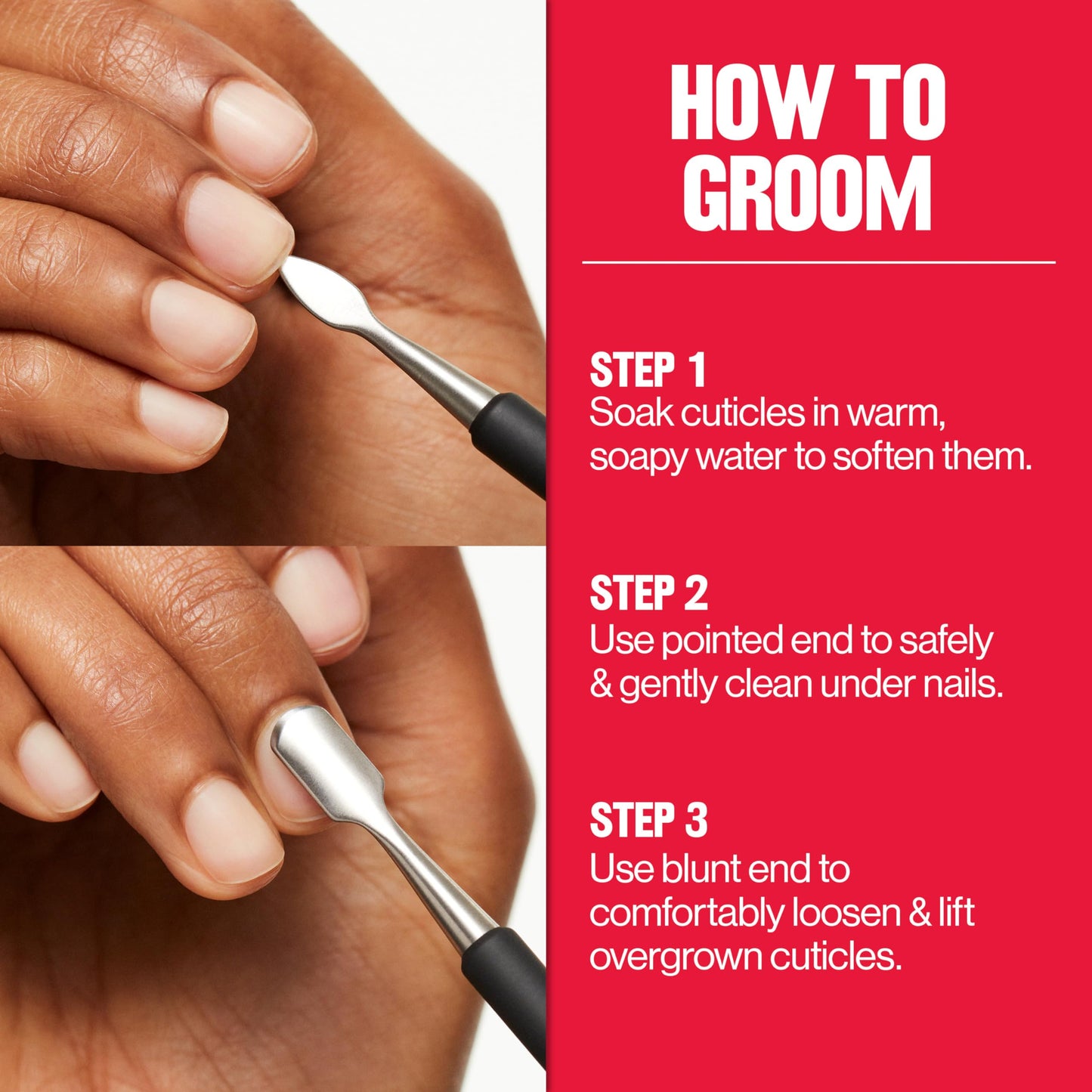 Revlon Expert Dual-Ended Nail Groomer, Stainless Steel Manicure Tool, Clean Under Fingernails and Lift Cuticles, 1 Count Beauty & Personal Care REVLON