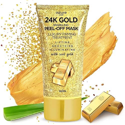 AZURE 24K Gold Firming Peel Off Face Mask- Anti Aging, Lifting, Illuminating & Revitalizing - Removes Blackheads, Dirt & Oils - With Hyaluronic Acid Beauty & Personal Care Azure Cosmetics