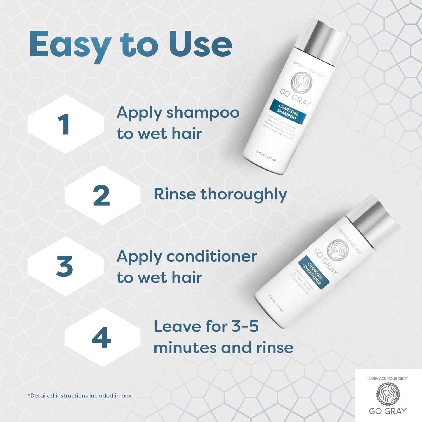 Go Gray Treatment System (Fade), Clarifying Duo Shampoo & Conditioner Helps Gradually Fade Permanent and Semi-Permanent Hair Color Beauty & Personal Care Go Gray