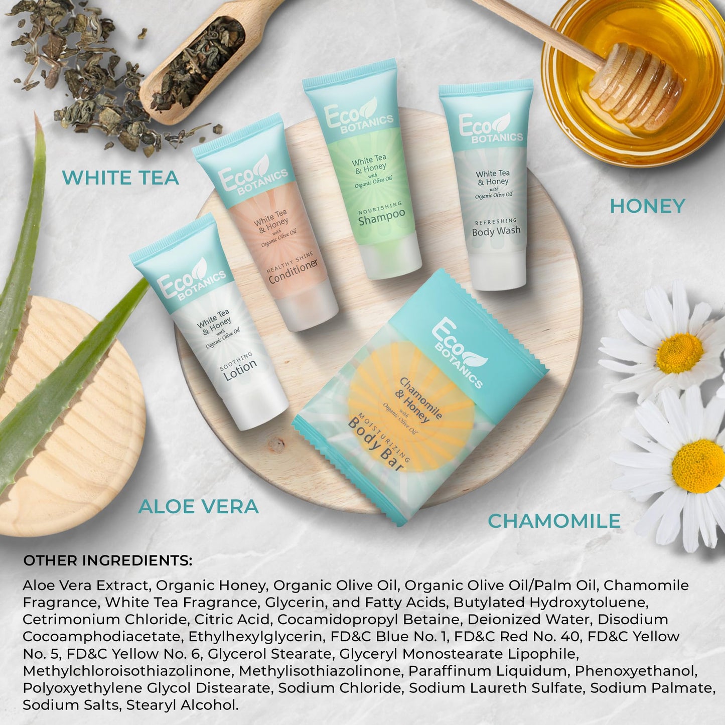 Travel Size Hotel Toiletry Set 75 Count 0.85 oz Bottles Guest Amenities for Airbnb Vacation Rentals and Short Term Rentals Paraben Free White Tea Beauty & Personal Care Terra Pure
