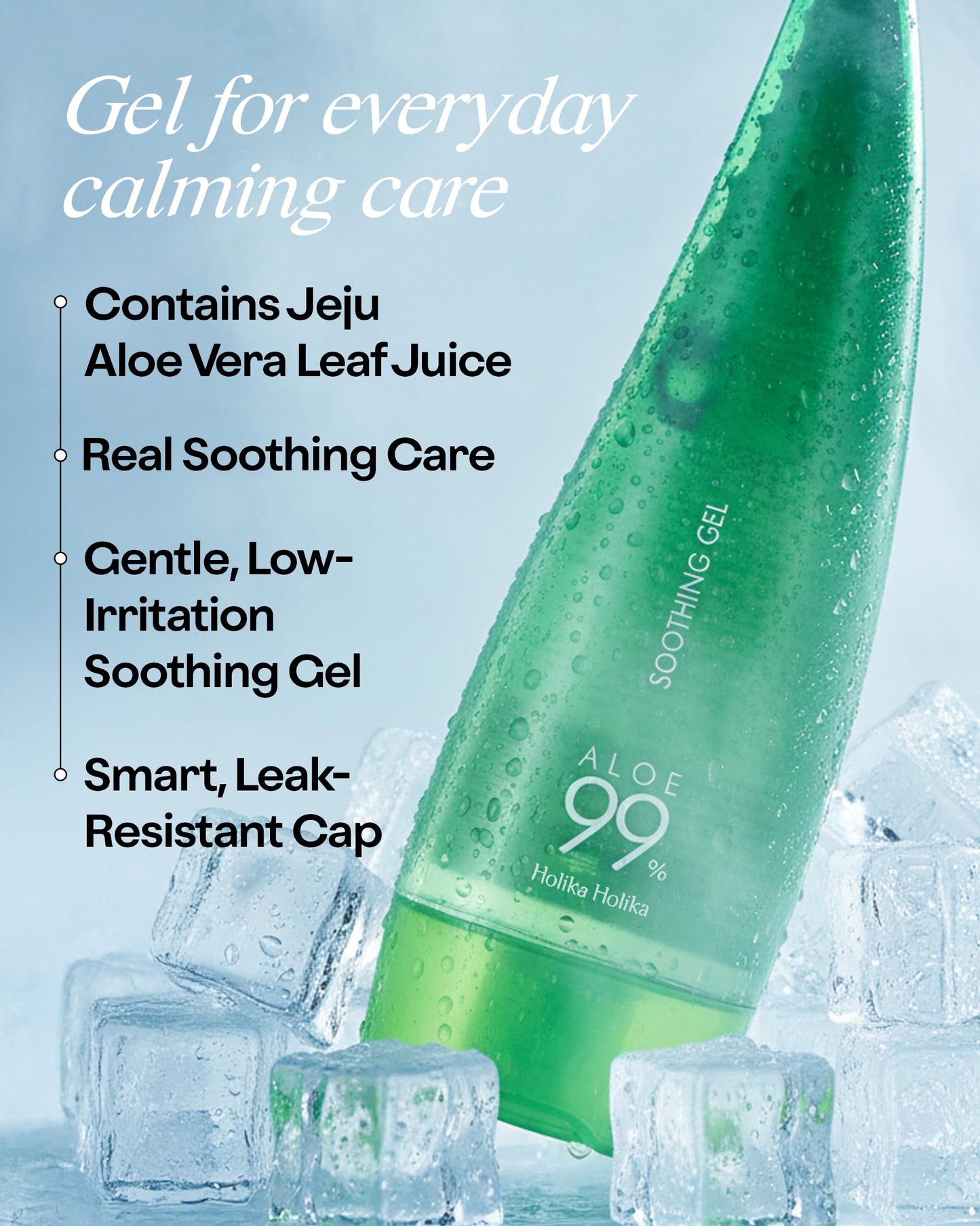Holika Holika Aloe 99% Soothing Gel, 8.5 Ounce, 250ml - No Sticky 99% Aloe Vera Sunburn Relief - Moisturizing, Fast Absorbing for Face, Skin Beauty & Personal Care HOLIKA HOLIKA