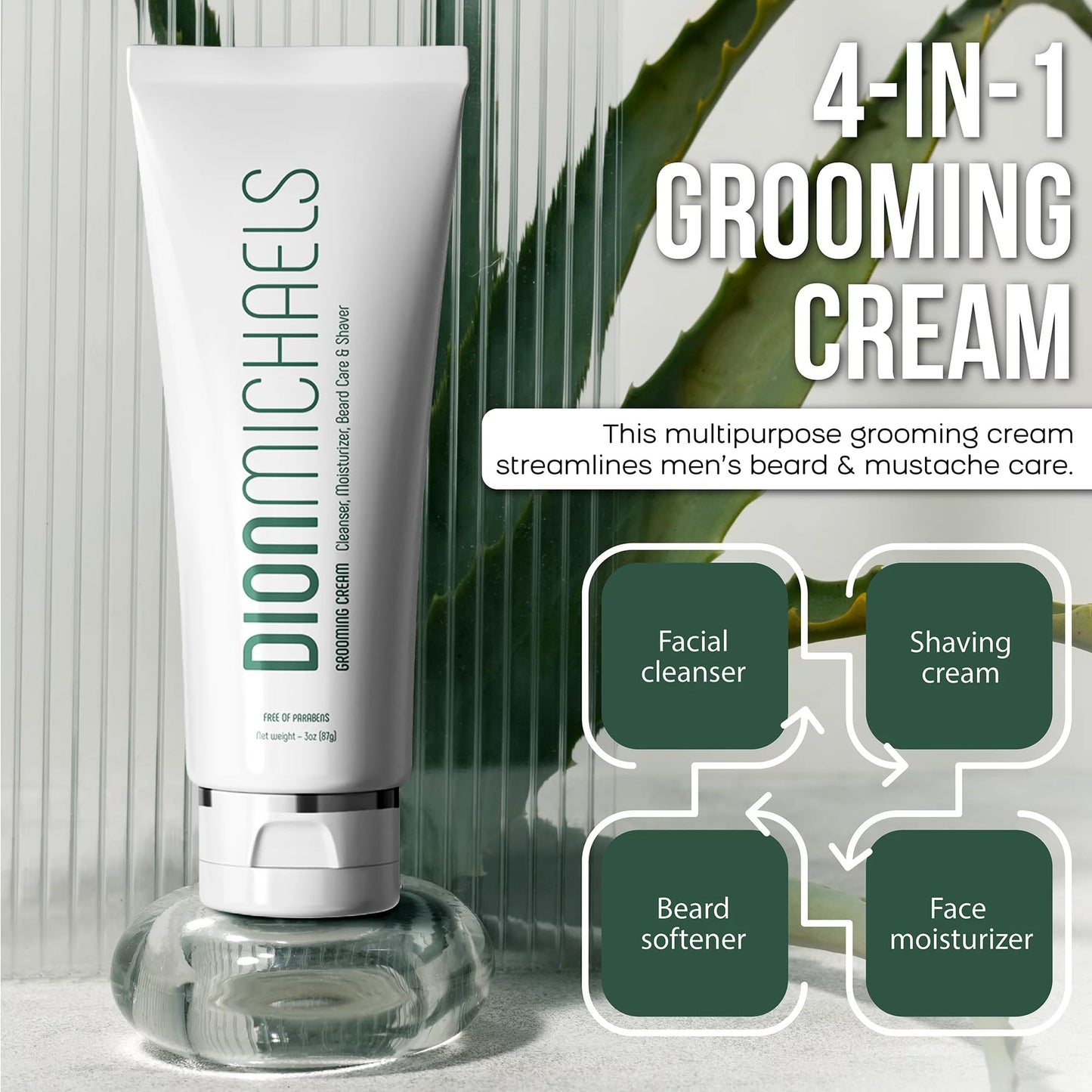Dion Michaels 4-in-1 Grooming and Shave Cream for Men - Shaving Cream, Facial Cleanser, Beard Care and Moisturizer - Beard Softener for Men Beauty and Personal Care Dion Michaels