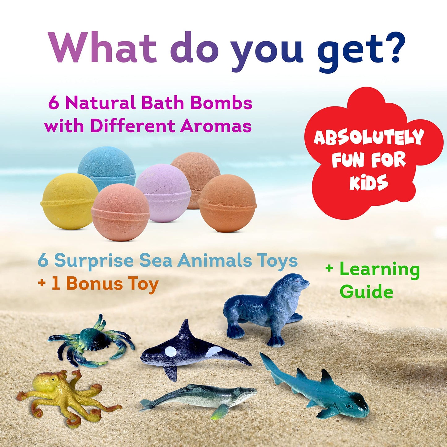 Made in USA Bath Bombs for Kids Surprise Toys Inside SEA Animals - 36 Ocean Toys Like Shark or Jellyfish - Natural Safe Bath Bombs Gift Set for Girls Beauty and Personal Care Relaxcation