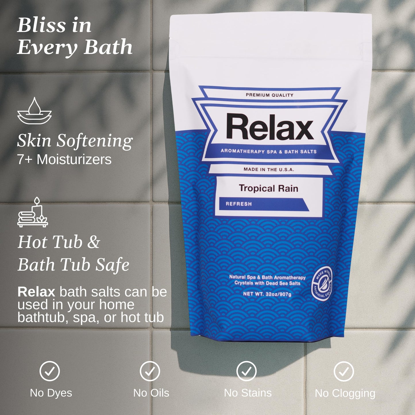 Relax Spa & Bath Aromatherapy Bath Salts for Hot Tub, Bath, or Spa, 2LB Bag Infused with Magnesium, Bath Salt for Soaking, Tropical Rain Scent Beauty and Personal Care Relax Spa & Bath