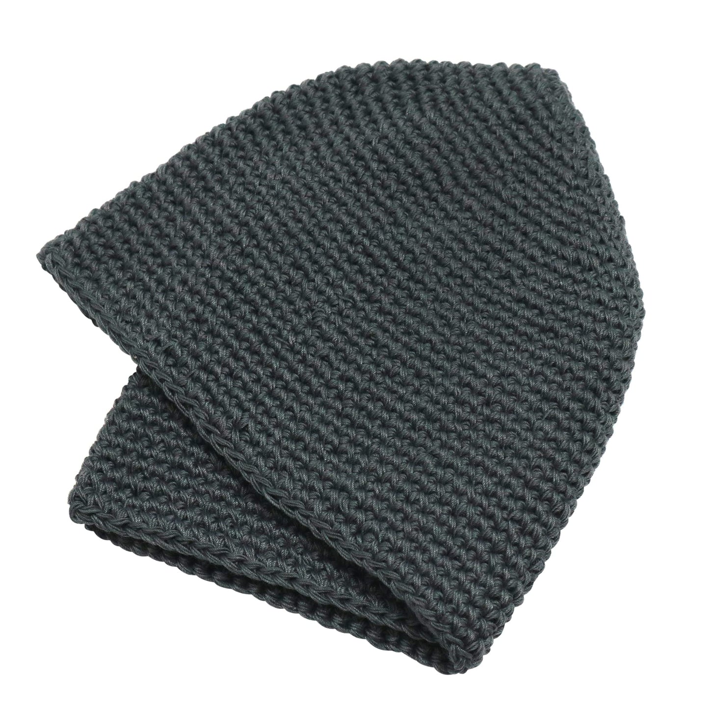 TheKufi Cotton Kufi Skull Cap - Dark Gray Hand-Crocheted 100% Cotton Head Cover M= 22.5" (57cm) Beauty and Personal Care TheKufi