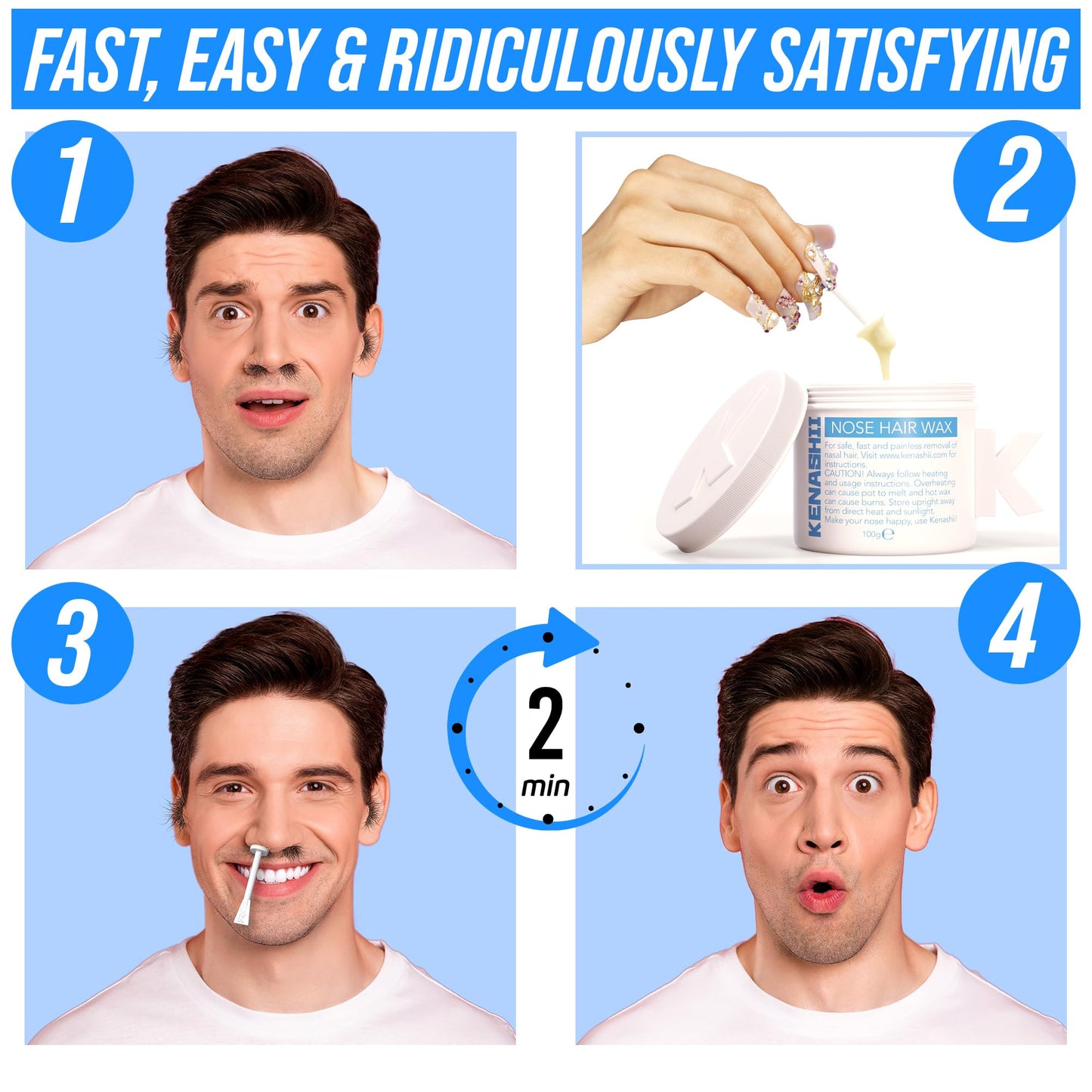 KENASHII Nose Wax Kit | 100 g Wax, 24 Applicators | The Original & Best Nose and Ear Hair Removal Kit from Kenashii | Nasal Waxing For Men and Women | Beauty and Personal Care KENASHII