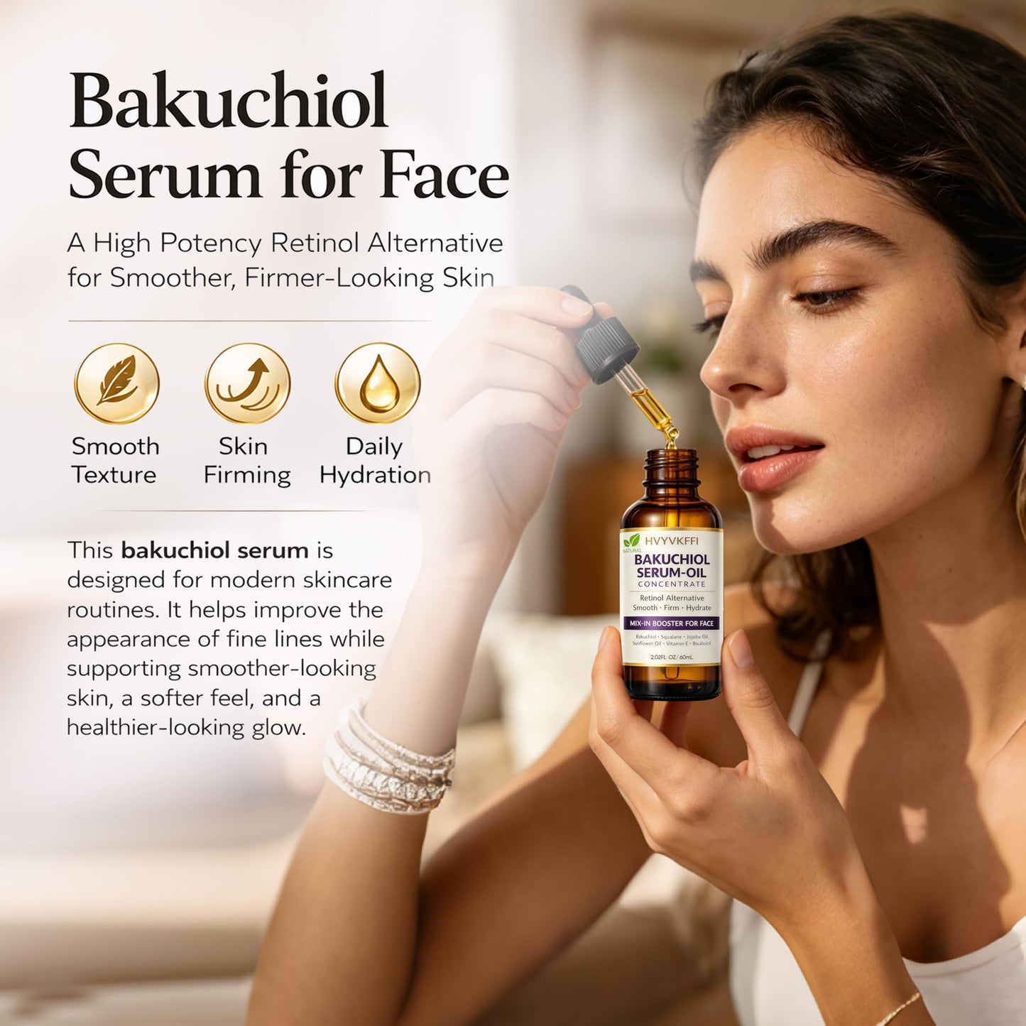 Bakuchiol Oil for Face - Natural Bakuchiol Serum Mix-In Booster, Retinol Alternative for Wrinkle Reduction, Hydrating & Firming Anti-Aging Facial Oil Beauty & Personal Care HVYVKFFI