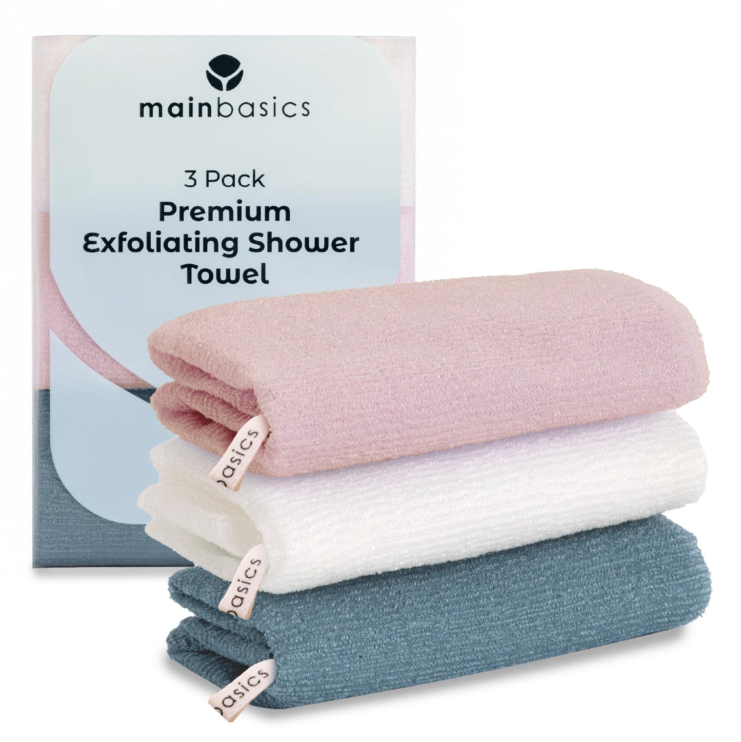 MainBasics Japanese Deep Exfoliating Shower Towel, 3 Pack, Airy Blossom Beauty and Personal Care MainBasics Default Title