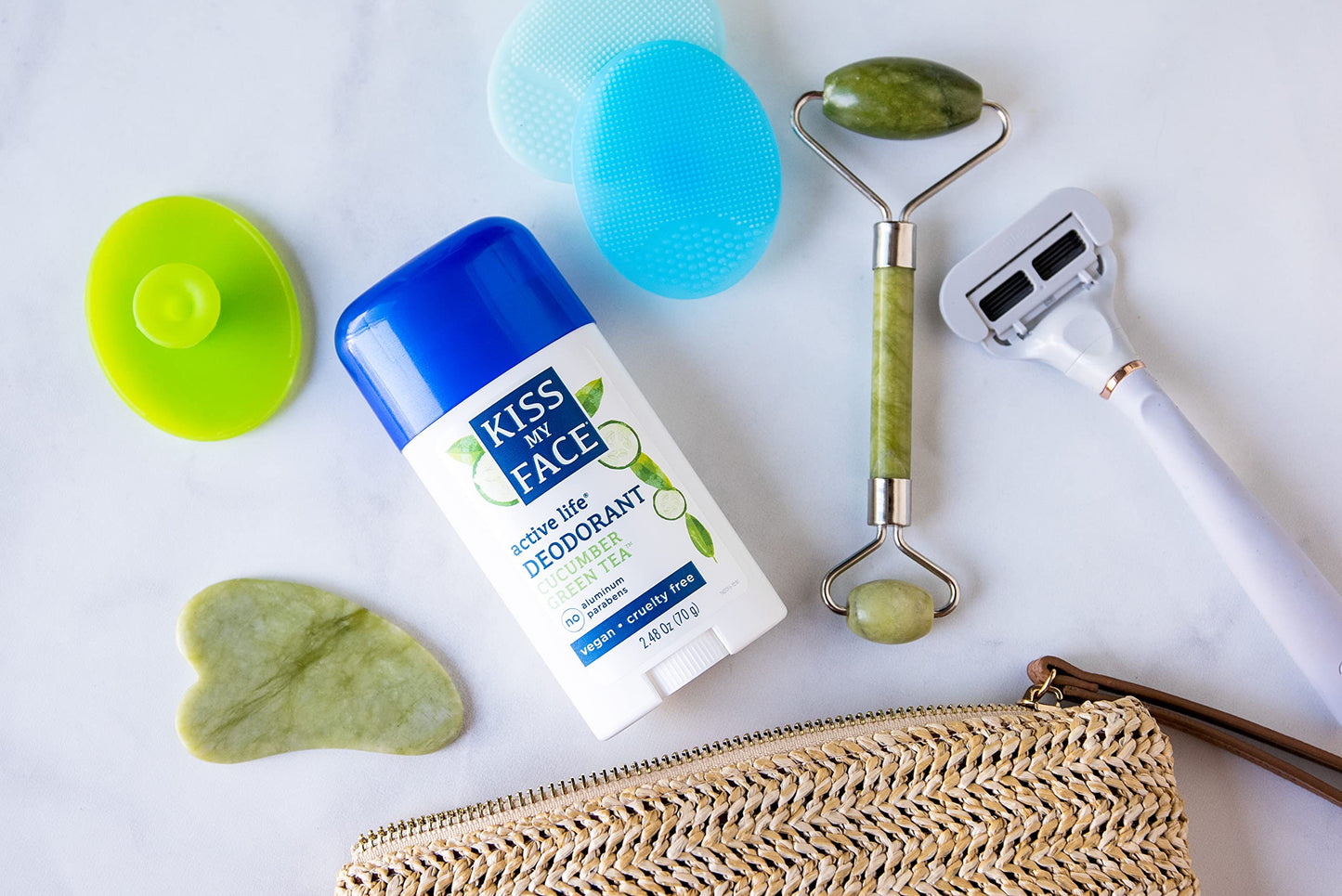 Kiss My Face Active Life Fragrance Free Deodorant - Aluminum Free Deodorant for Women and Men - With added Cucumber Green Tea - 2.48 oz Stick (Pack Beauty and Personal Care Kiss My Face