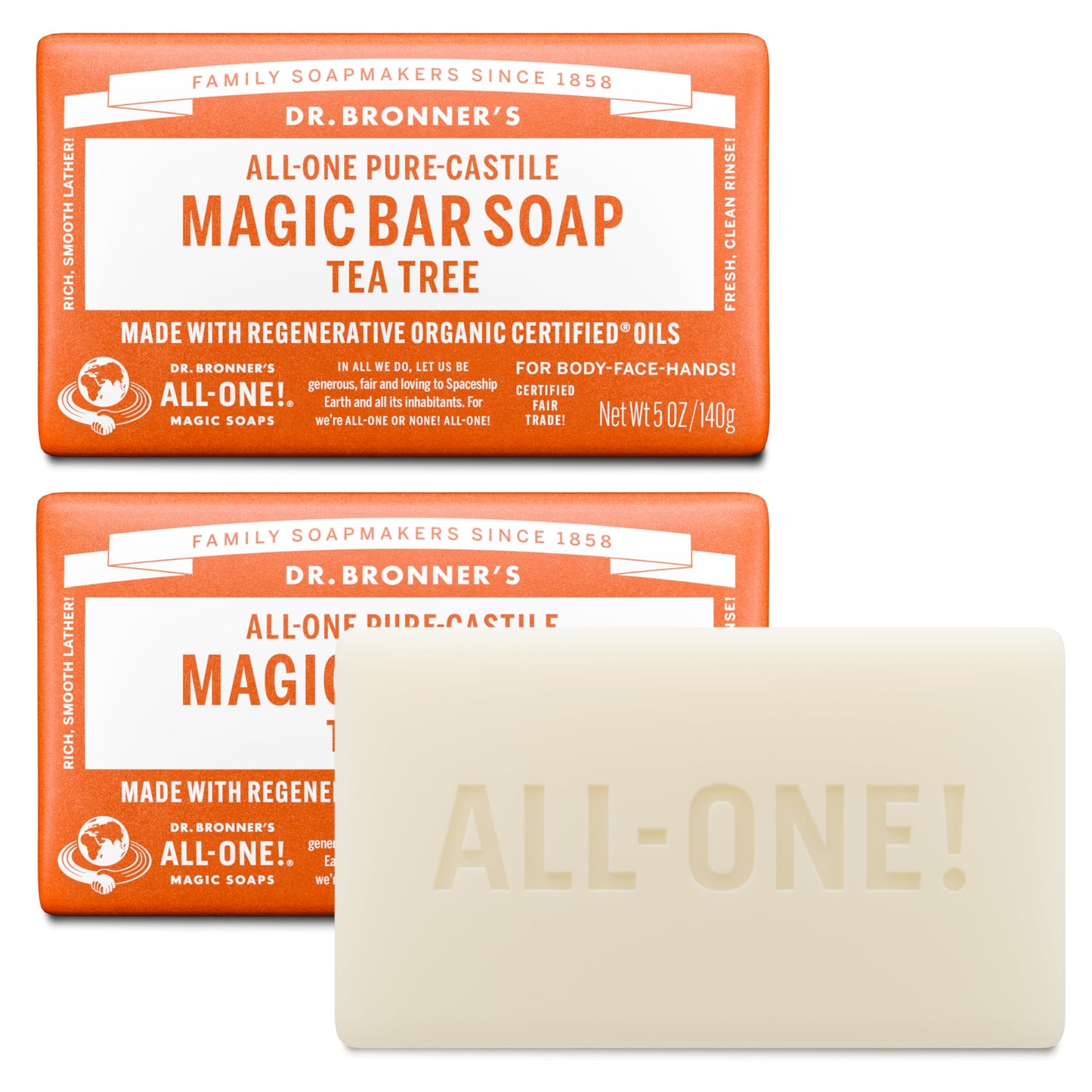 Dr. Bronner's Pure-Castile Magic Bar Soaps - Made with Regenerative Organic Certified Oils - For Face, Body, Hair- Vegan Soap Bars for Men & Women Beauty & Personal Care Dr. Bronner's