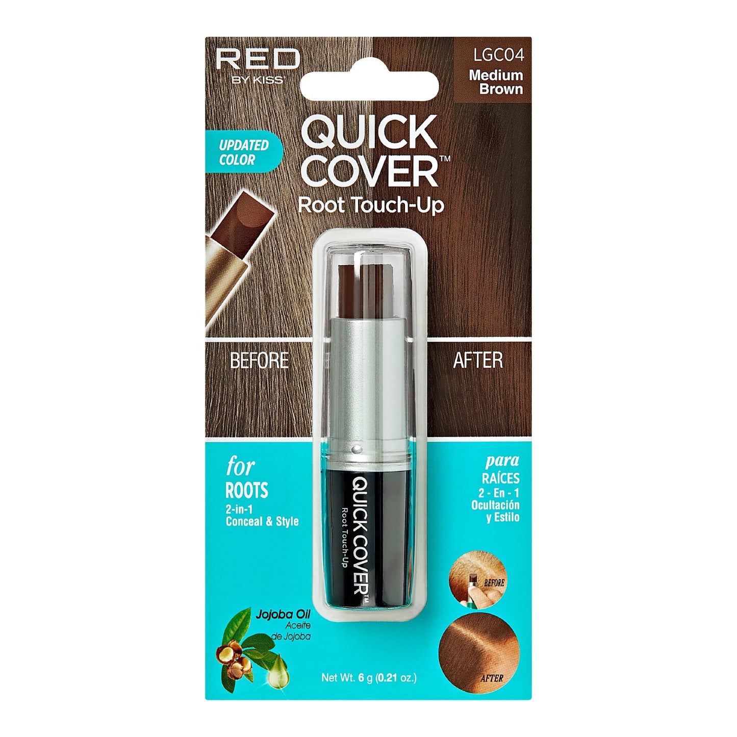 RED by Kiss Quick Cover Root Touch Up Stick, Water-Resistant Temporary Gray Hair Concealer with Brush for Roots and Beard, Long-Lasting Coverage, Easy Beauty & Personal Care Red by Kiss