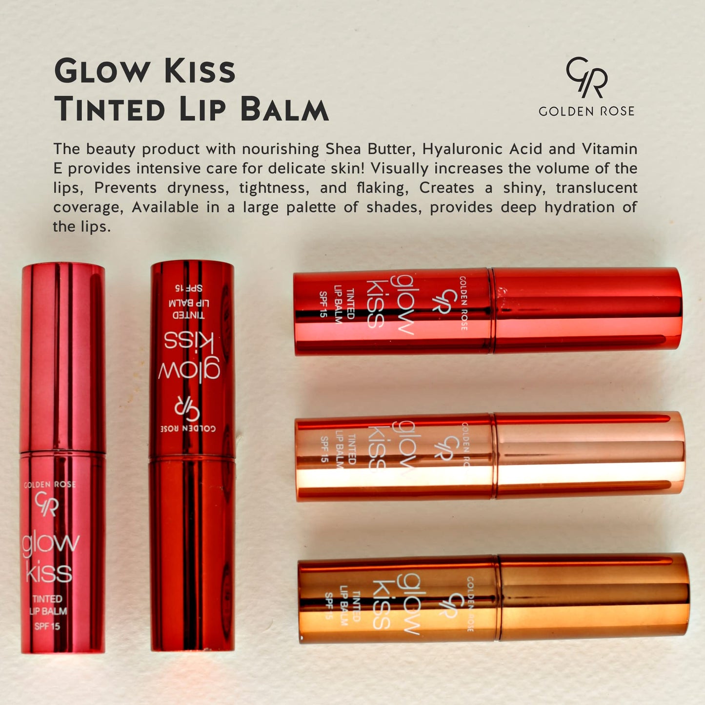 Golden Rose Cosmetics Glow Kiss Tinted Lip Balm with SPF15, Vegan Formula (Choco Cake) Beauty and Personal Care Golden Rose