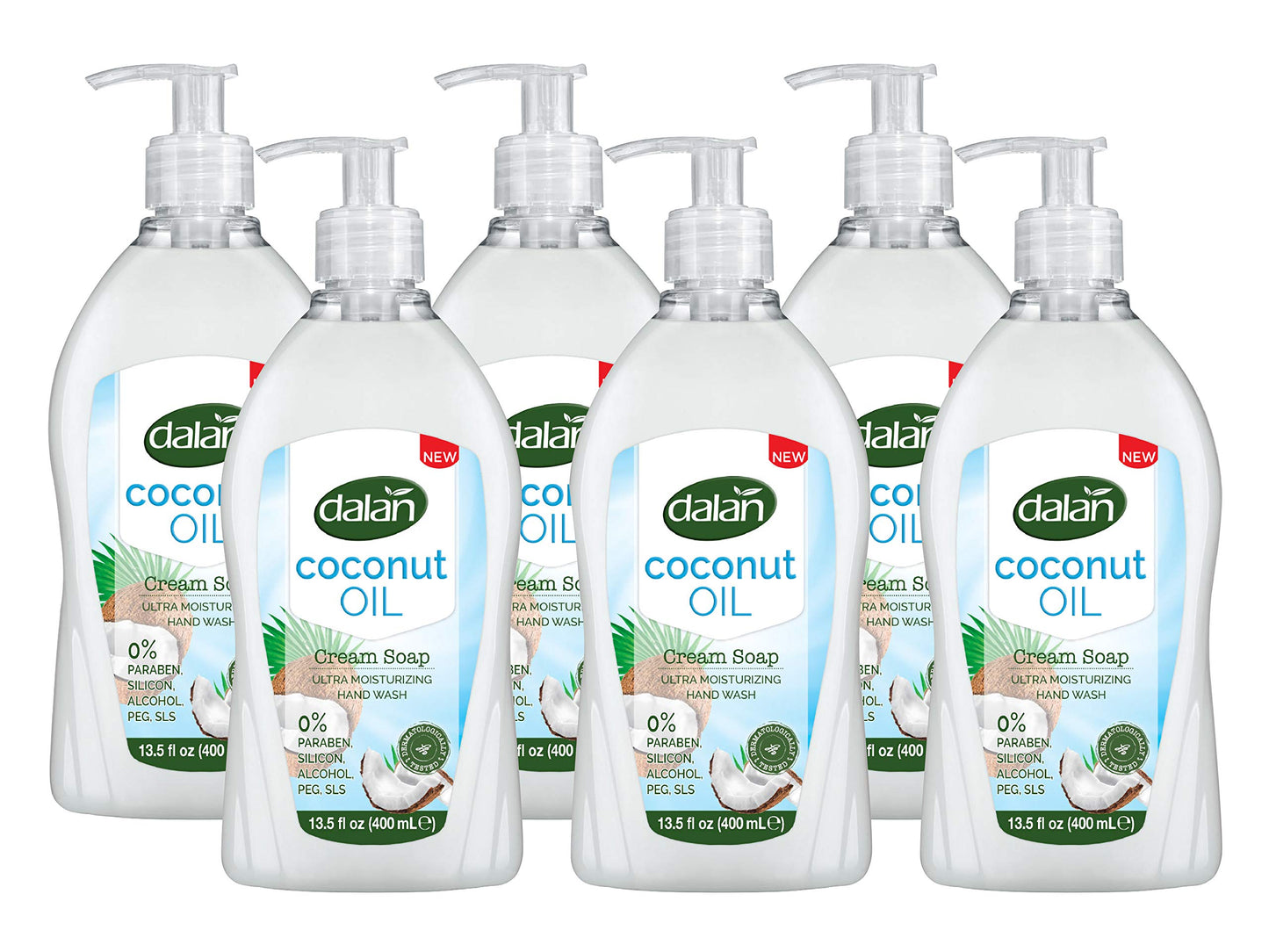 Dalan Coconut Oil Cream Ultra Moisturizing Liquid Hand Soap for Normal and Dry Hands Fresh Clean and Soft Feeling (13.5 Fl Oz / 400 mL (Pack of 6)) Beauty & Personal Care Dalan