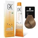 GK HAIR Color Cream 8.0 Intense Natural Light Blonde - 100% Grey Coverage | Semi, Demi-Permanent Results | 8-10 Vol Semi | 20-30-40 Vol Permanent Beauty & Personal Care GK HAIR