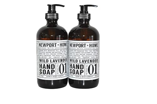 PDTXCLS Birsppy CHDENUO Sudopo Newport Home and Body Co Hand Soap, Wild Lavender, 2 Glass Bottles 16 fl oz Each Beauty & Personal Care Newport + Home Hand Soap Co