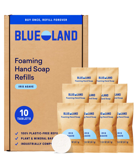 BLUELAND Foaming Hand Soap Refill Tablets, 10-Pack, Iris Agave Scent, Eco Friendly Cleaning Products, 10 x 9 Fl oz Beauty & Personal Care BLUELAND