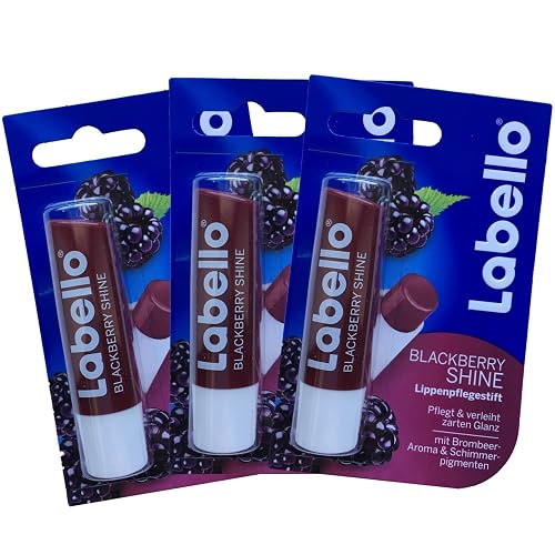 Labello Blackberry Shine Lip Balm 4.8g/5.5ml - 3 Pack Beauty & Personal Care Labello