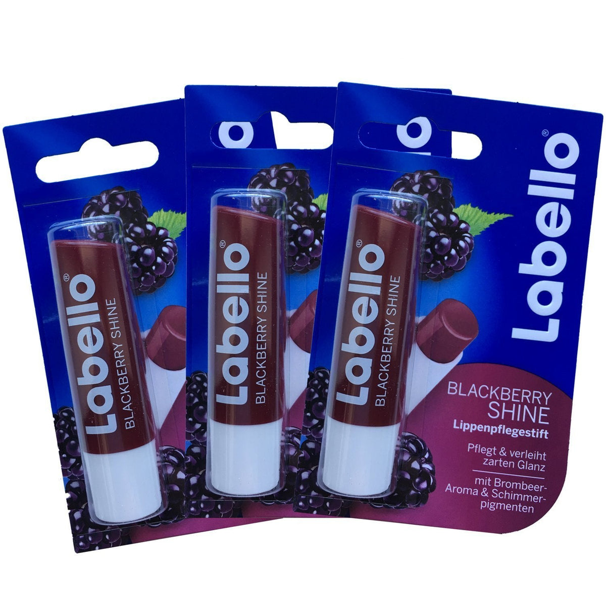 Labello Blackberry Shine Lip Balm 4.8g/5.5ml - 3 Pack Beauty & Personal Care Labello