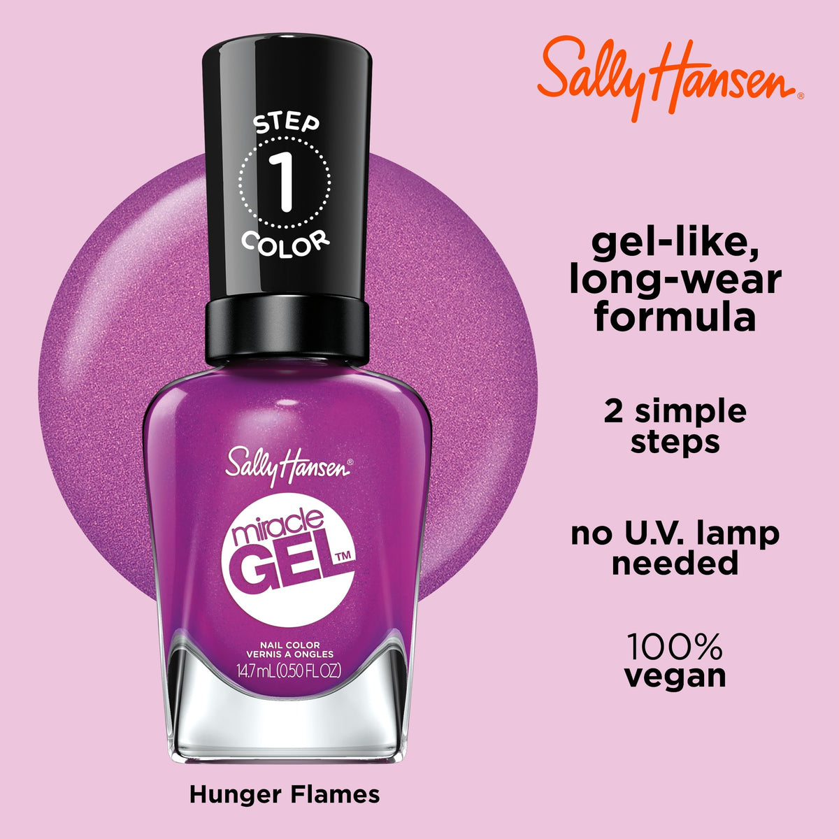 Sally Hansen Miracle Gel Salon Quality Nail Polish | Gel-Like Formula, Two-Step System, No UV Light Needed, Long Lasting | Opaque, Shimmery | 529 Beauty & Personal Care Sally Hansen