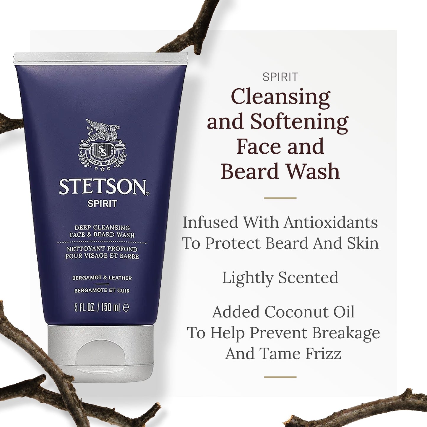 SCENT BEAUTY STETSON Personal Care Deep Clean Face & Beard Wash Men's Face Wash & Clarifying Soap - 5 oz - 3 Pack - Spirit Beauty & Personal Care SCENT BEAUTY