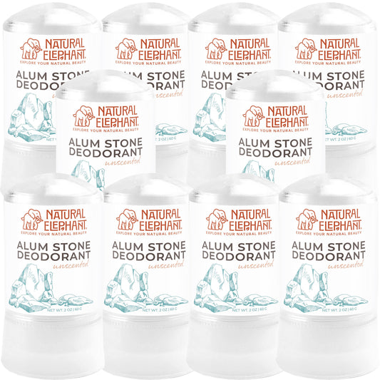 Natural Elephant Alum Stone Deodorant Stick 60g (2 oz) Natural Unscented Aluminum Free Salt Stone for Men and Women (10 Pack) Beauty and Personal Care Natural Elephant