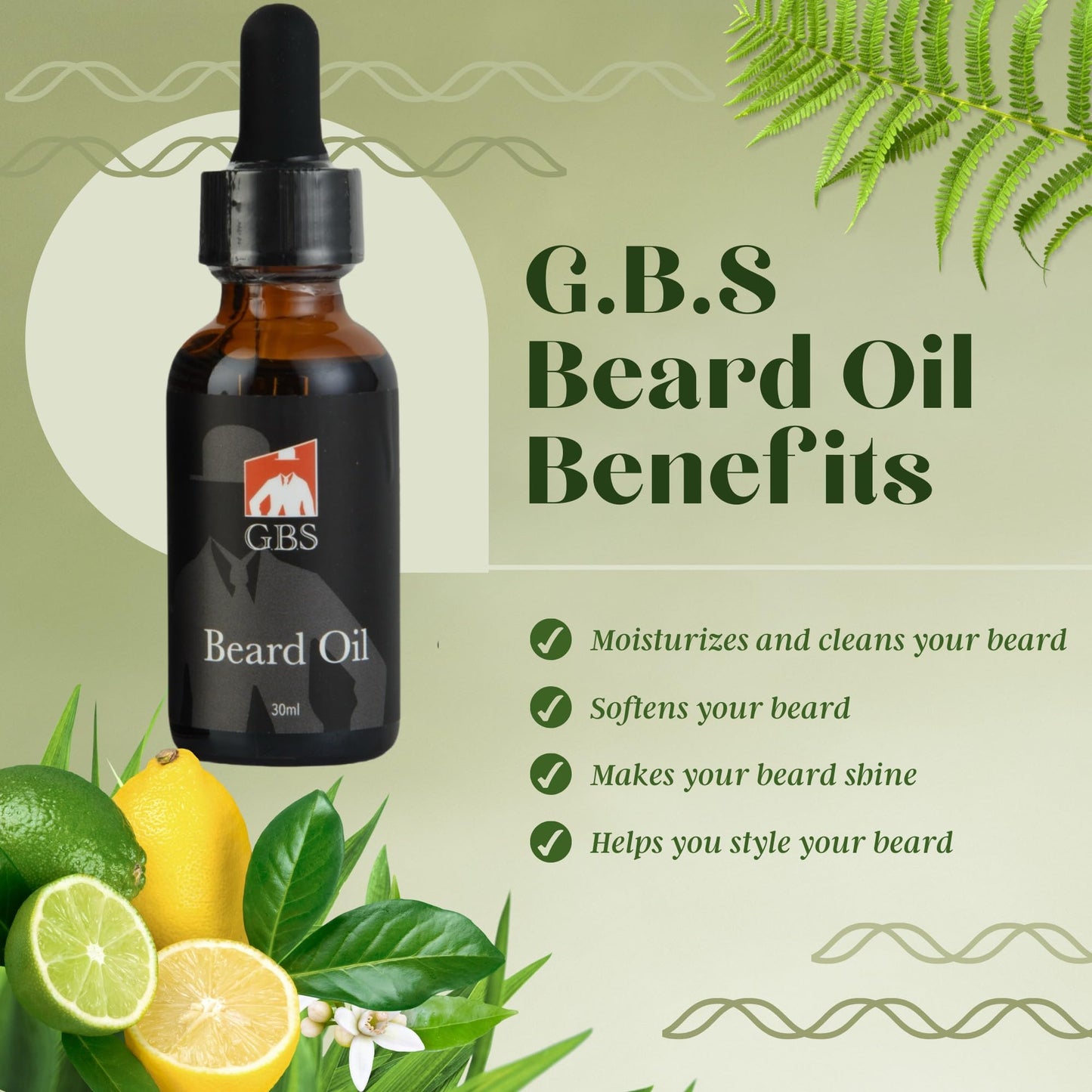 G.B.S GENTS Beard Grooming Kit for Men - Beard Brush, Mustache Wax, Conditioning Beard Oil & Nourishing Beard Serum - Softens, Styles & Maintains Beauty and Personal Care G.B.S