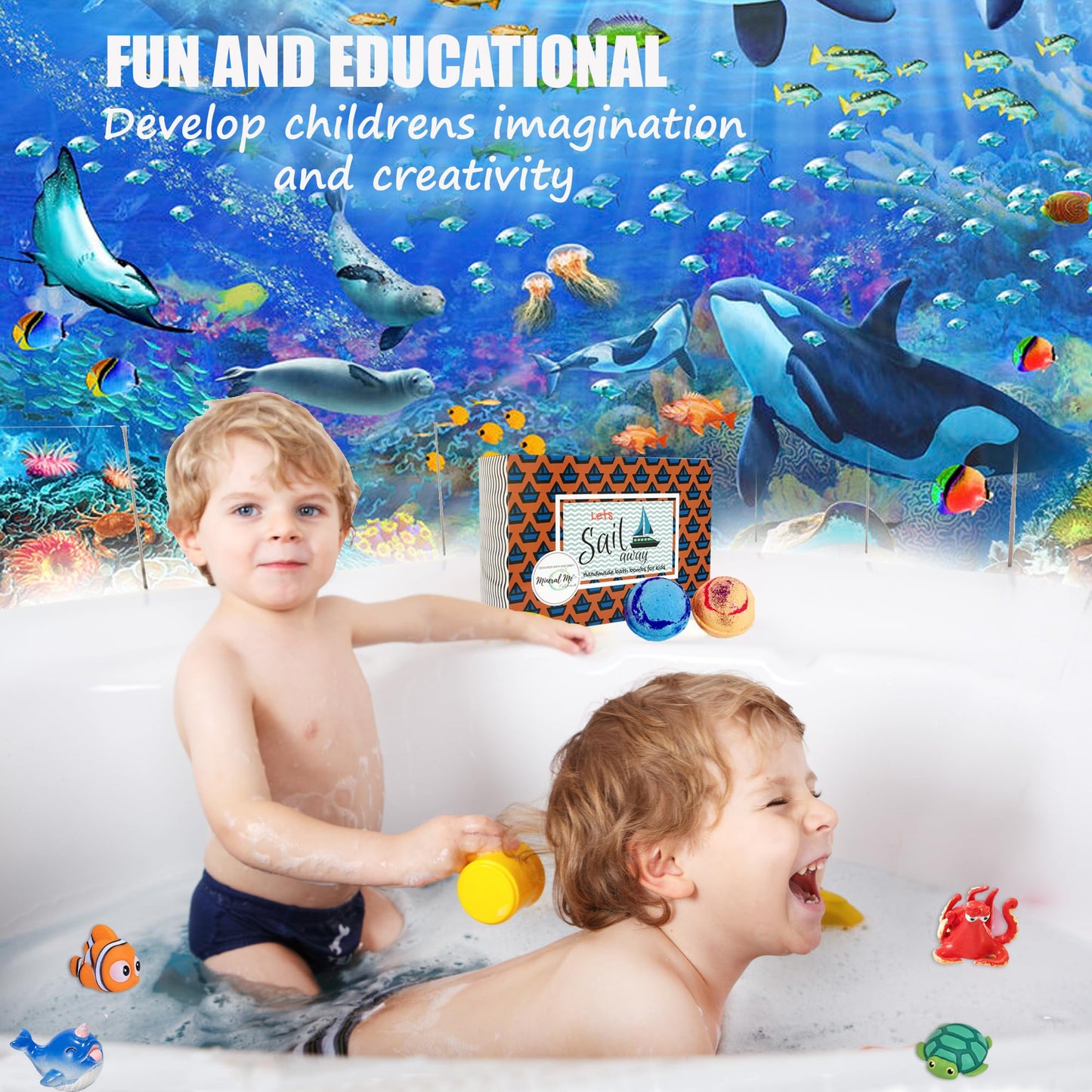Bath Bombs for Kids with Surprise Inside - Organic, Gentle & Kid Friendly Bubble Bath Fizzies with Toys Inside. Spa Bath Fizz Balls Kit. Fizzy Balls Beauty and Personal Care Mineral Me California