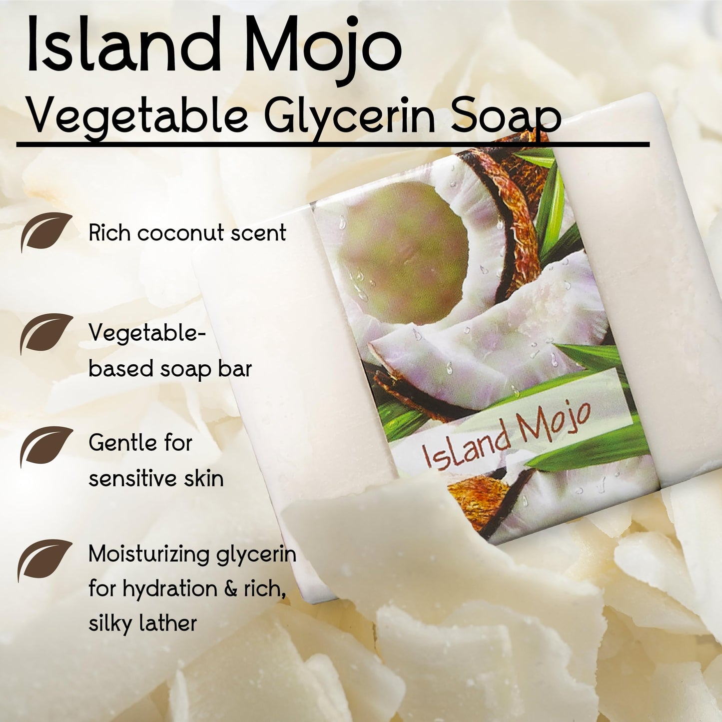 Nabila K Island Mojo Glycerin Bar Soap | Rich Coconut Scent | Natural, Vegan, Hypoallergenic | 100% Vegetable Glycerin, Sulfate-Free, Paraben-Free | Beauty & Personal Care Nabila K