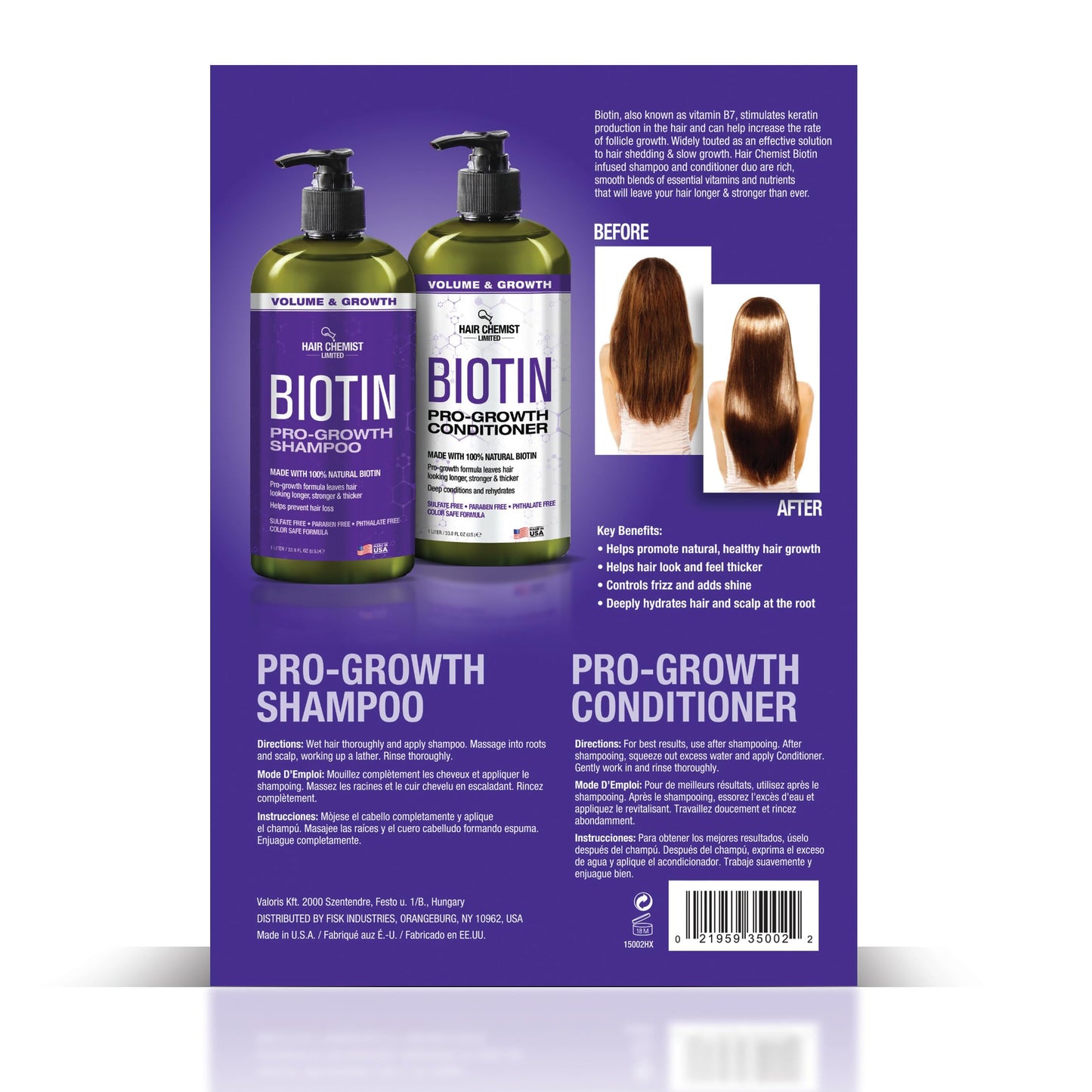 Hair Chemist Biotin Pro-Growth Shampoo & Conditioner Gift Box- Includes 33.8oz Shampoo & 33.8oz Conditioner Beauty & Personal Care Hair Chemist