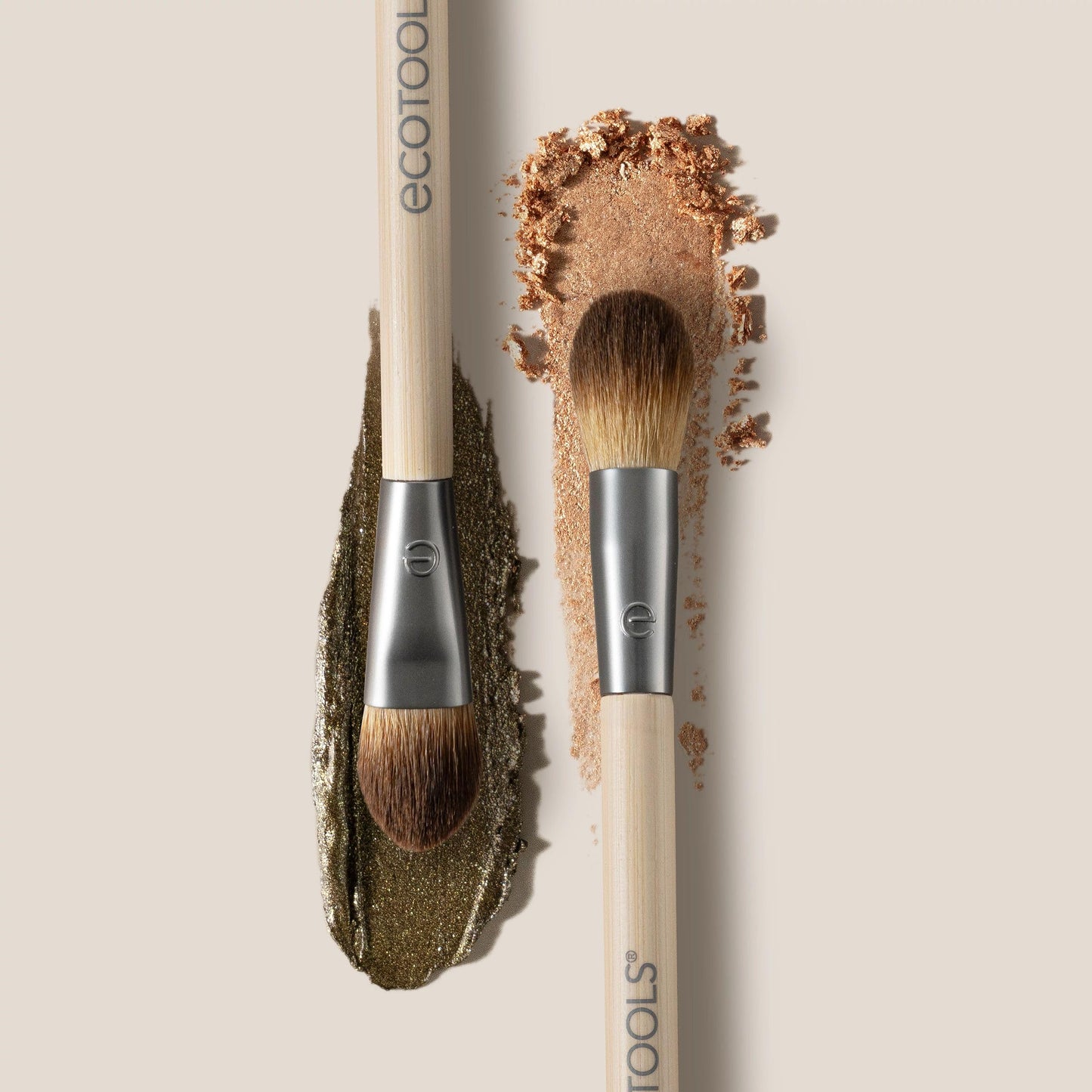 EcoTools Cream & Powder Dual-Ended Eye Brush, Flat & Fluffy Eyeshadow Brush for Packing, Blending & Full Eye Looks, Sustainable Makeup Brush, Vegan Beauty & Personal Care EcoTools