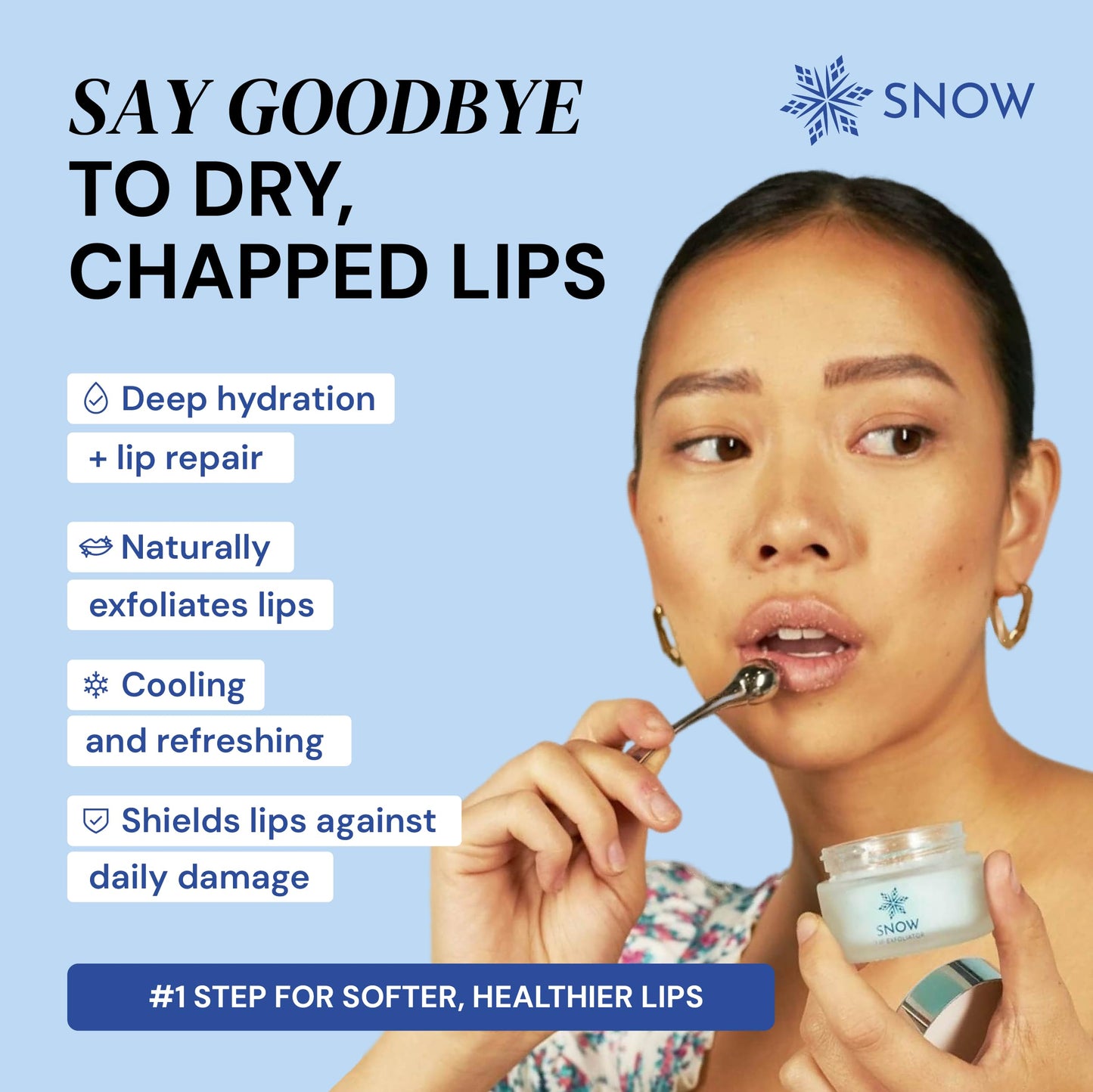 SNOW Lip Scrub Exfoliator - Sugar Scrub for Dry, Cracked Lips with Jojoba Oil, Lavender & Mint For Smooth, Fresh Lips - Treatment with Refreshing Beauty and Personal Care SNOW