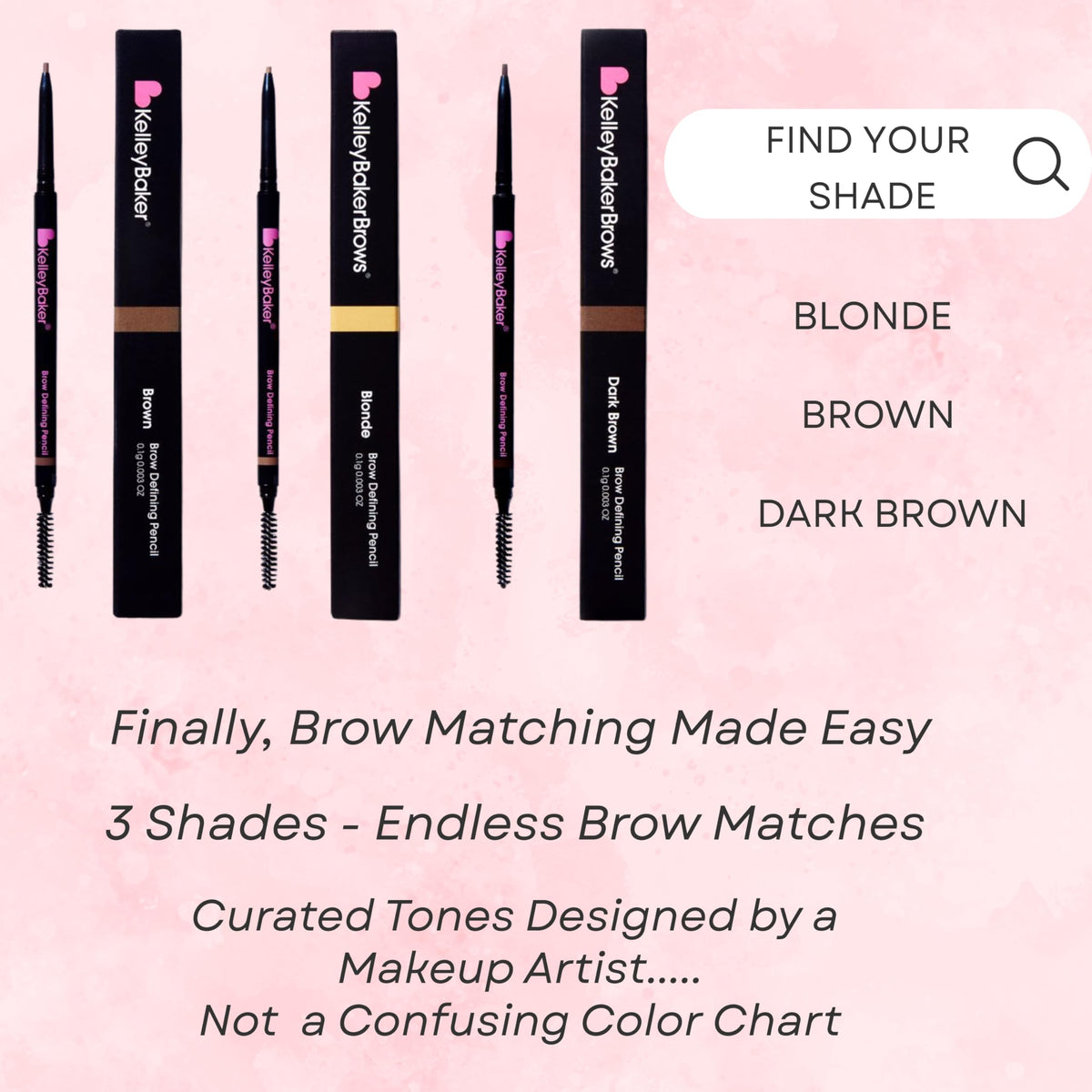 Kelley Baker Brow Defining Pencil, Smudge-Resistant & Long-Lasting, Brown