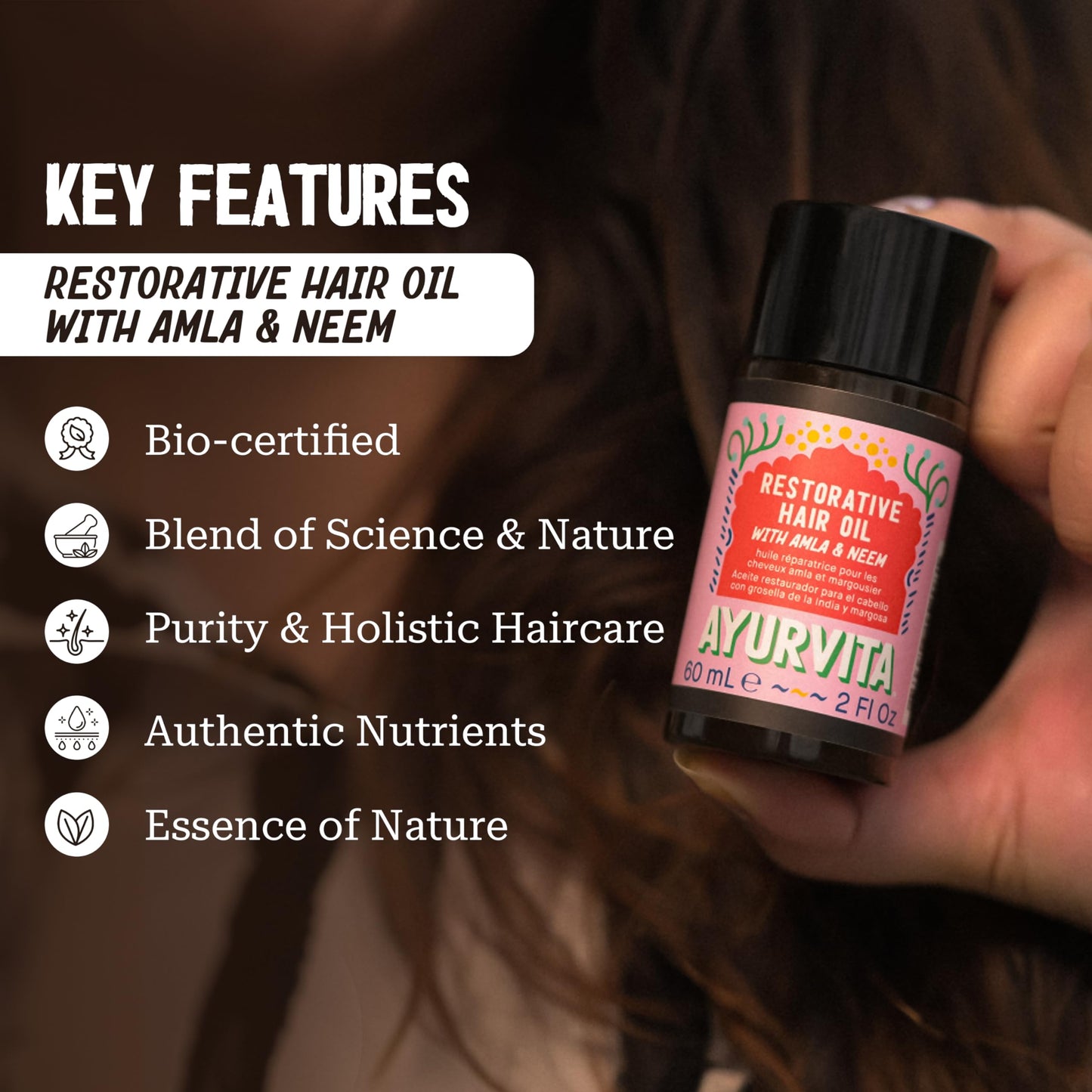 AyurVita Restorative Hair Oil - Amla for Strengthening & Neem for Preventing Dryness and Dandruff - For Dry, Damaged Hair Growth - For Men & Women - 2 Beauty & Personal Care AyurVita