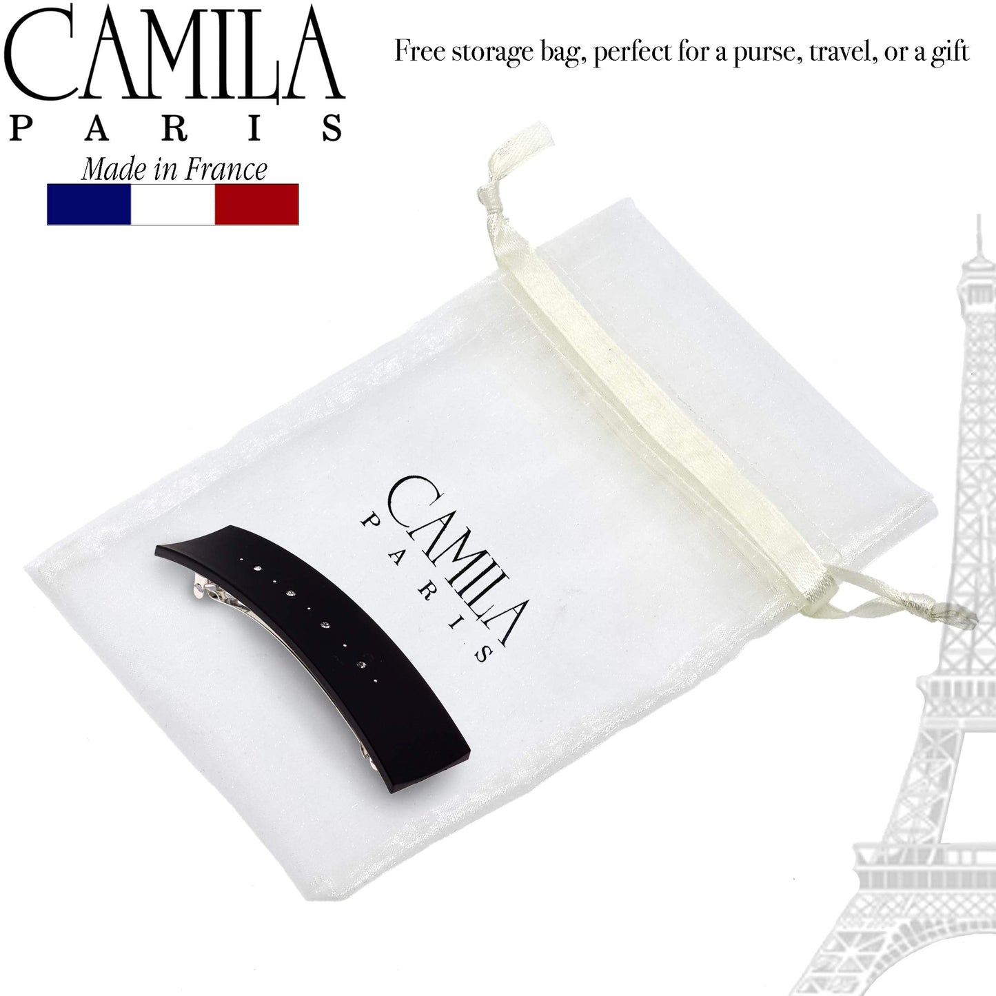 Camila Paris CP2652 French Hair Barrette Clip for Girls, Black, Metal Automatic Clasp Strong Hold Grip Hair Clips for Women, No Slip and Durable Beauty & Personal Care Camila