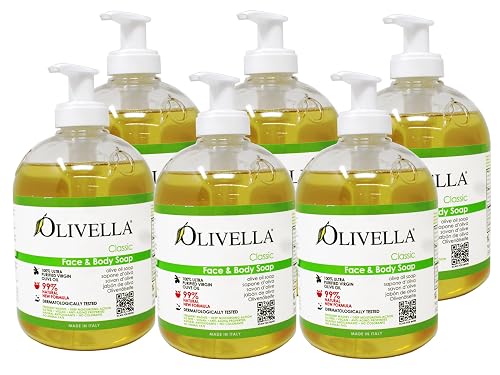 Olivella Classic Face and Body Soap with Ultra Purified Virgin Olive Oil, 16.9 Fl Oz - 6 Pack Beauty & Personal Care Olivella