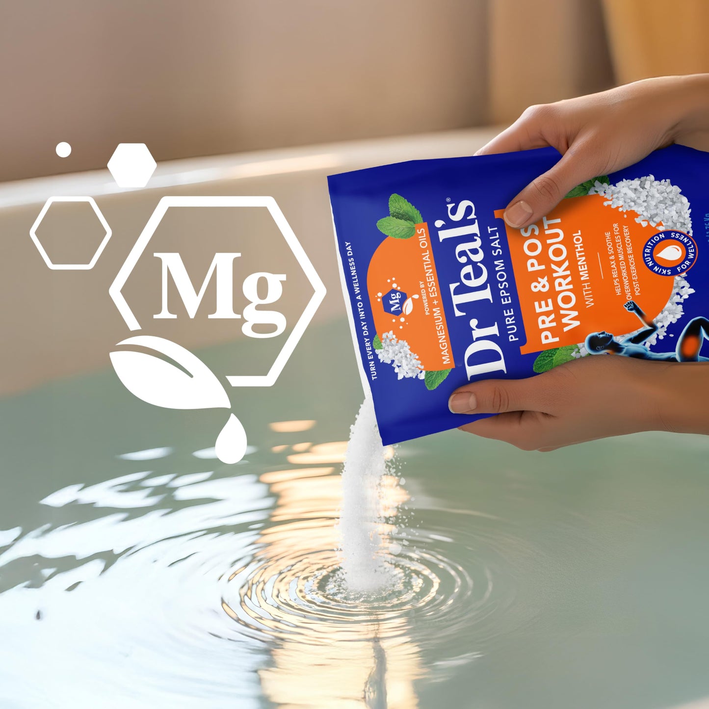 Dr Teal's Epsom Salt Magnesium Soak, Pre & Post Workout with Menthol & Essential Oils, 3 lbs Beauty and Personal Care Dr Teal's