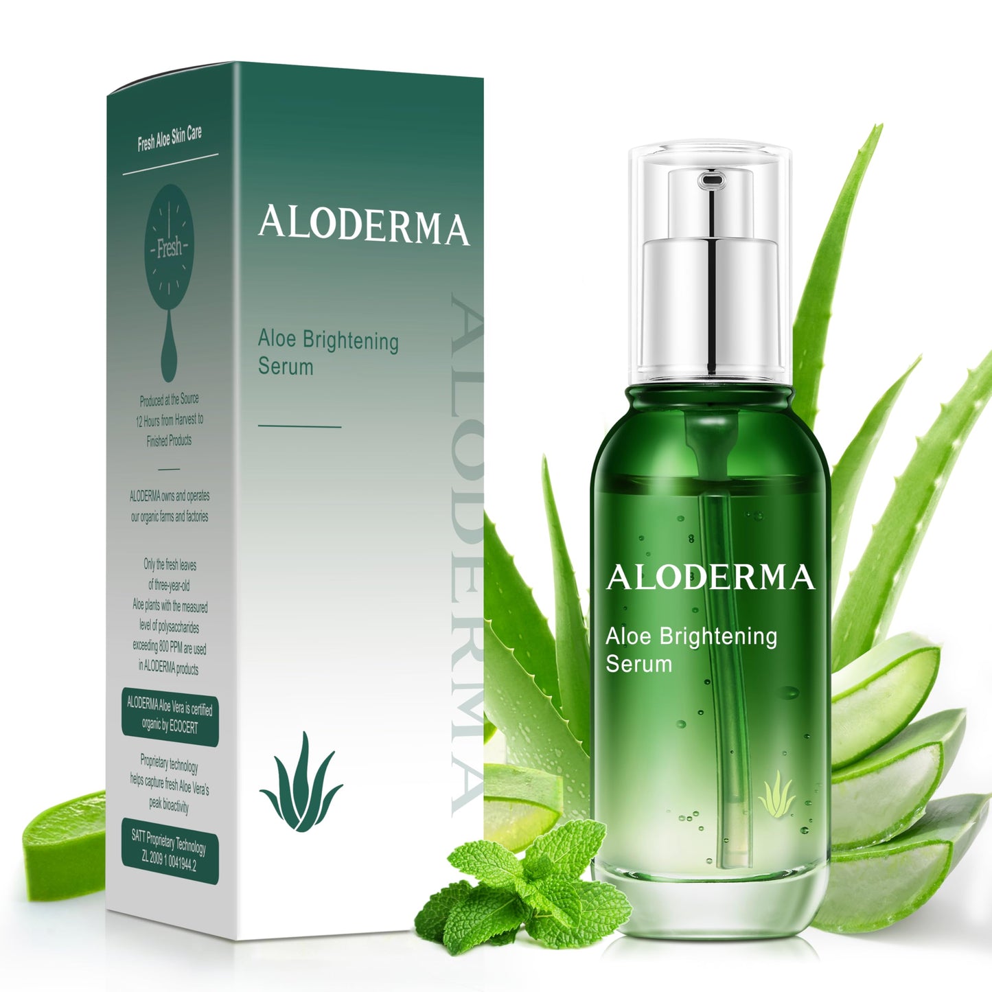 Aloderma Aloe Brightening Serum for Face Made with 65% Organic Aloe Vera + Niacinamide & Vitamin C for Bright, Luminous Skin - Natural Serum Beauty & Personal Care Aloderma