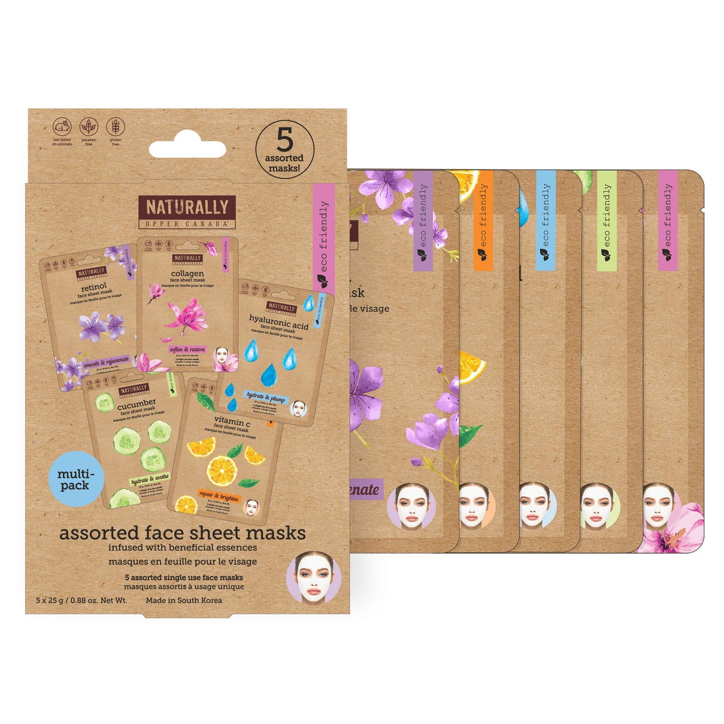 Naturally - Variety pack (Vitamin C, Hyaluronic Acid, Retinol, Cucumber, Collagen) - Perfect for at Home Spa Days, K-beauty inspired, Ingredients led Beauty & Personal Care NATURALLY