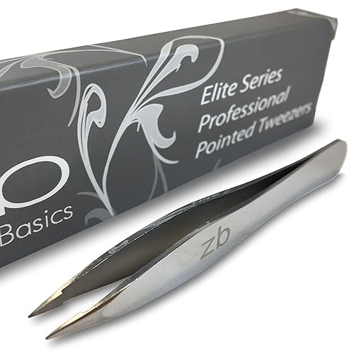Zizzili Basics Elite Series Pointed Tweezers - Sharp Precision Tips + Surgical Grade Stainless Steel Tweezer for Professional Eyebrow and Facial Hair Beauty & Personal Care Zizzili Basics