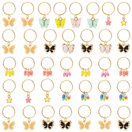 WILLBOND 18 Pieces Colorful Butterfly Hair Jewelry for Braids Gold Braid Hair Rings Clips Christmas Xmas Gifts Lock Dreadlock Braid Charms for Women Beauty & Personal Care WILLBOND