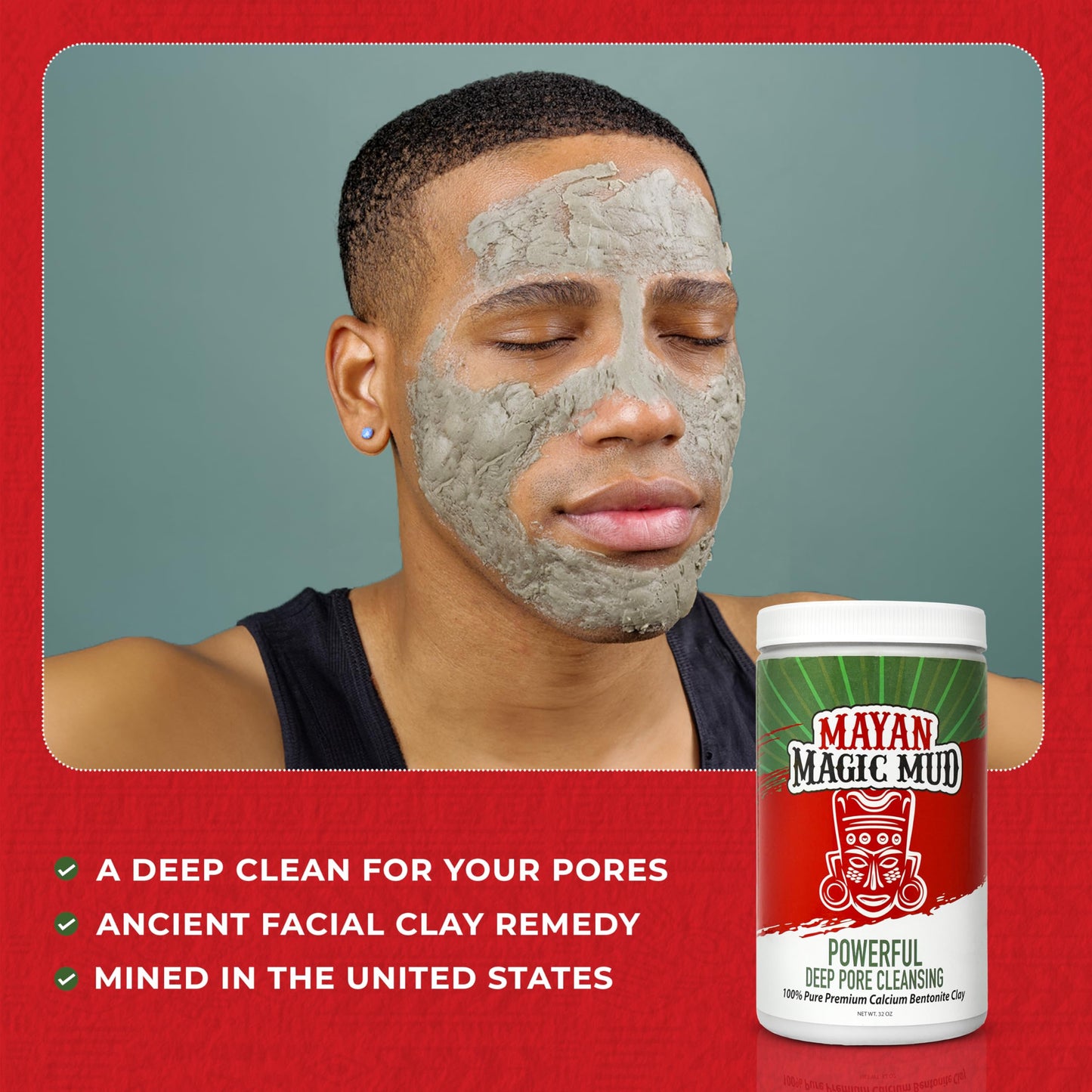 Mayan Magic Mud Powerful Deep Pore Cleansing Calcium Bentonite Clay - 2 lbs - Natural Face Mask Peel for Men and Women - USA Made Full Facial Skin Beauty & Personal Care Mayan Magic Mud