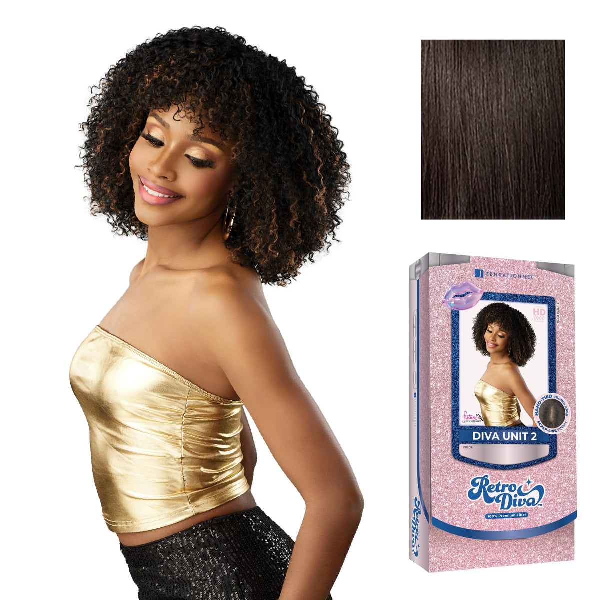 Sensationnel Glamora Lace Crown Wig-Retro Diva Unit 2, 2 DARKBROWN