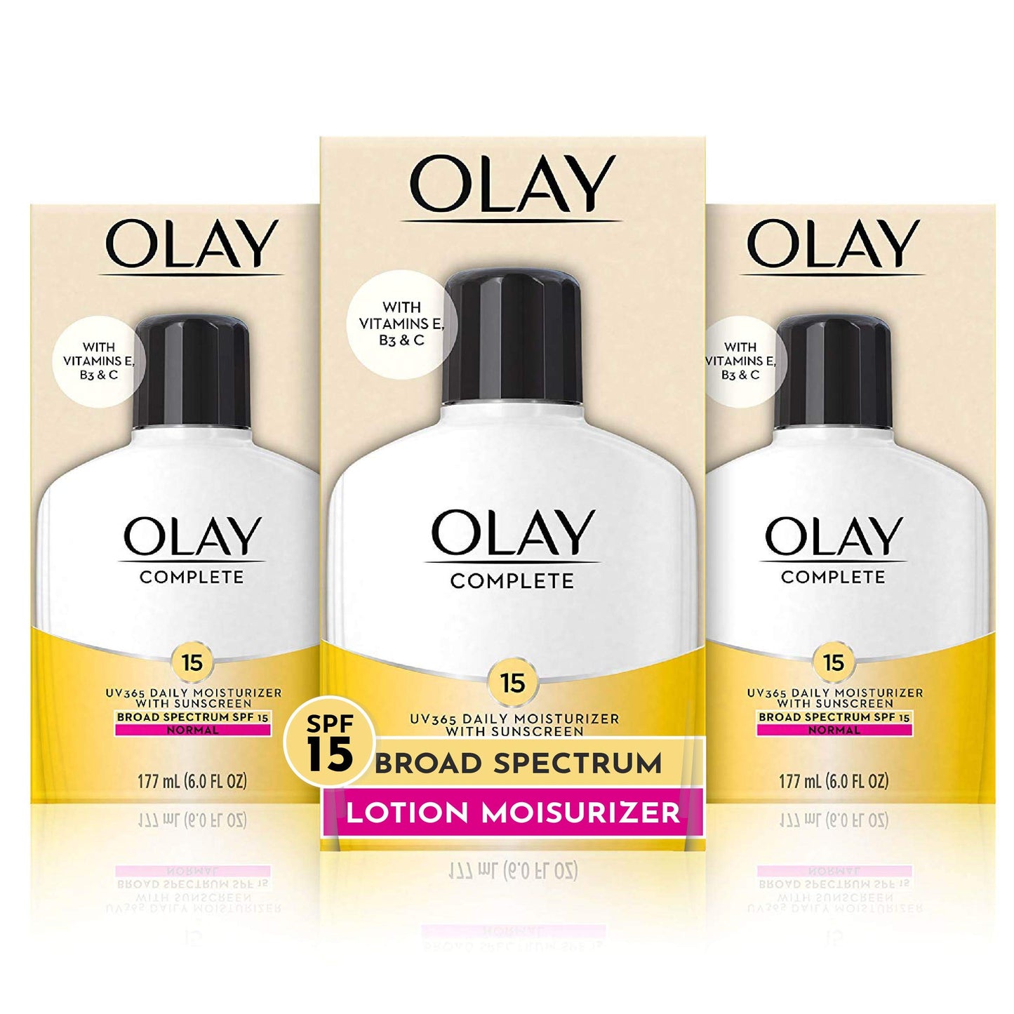 Olay Complete Lotion Moisturizer with Sunscreen SPF 15 Normal, 6.0 Fluid Ounce, 3 Count Beauty & Personal Care Olay