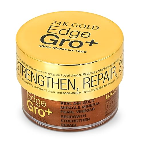 Lux Collection Edge Control Gel for 4C Hair - Maximum Hold 48 Hour Edge Control for Hair, Edge Lux Edge Gro+ with Castor Oil & Biotin, 3.53oz Beauty & Personal Care Lux Collection