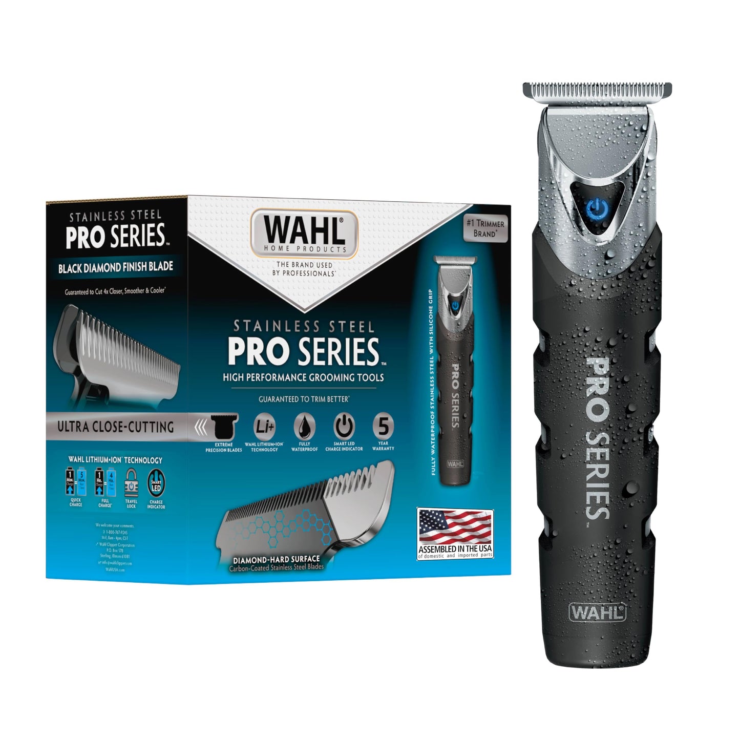 Wahl USA Pro Series Forever BladeTM Stainless Steel Cordless Rechargeable Beard Trimmer for Men with No Slip Grip & USB Charge - Model 3026017 Beauty and Personal Care Wahl