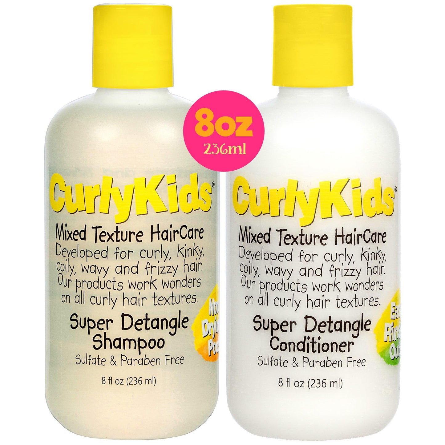 CurlyKids Super Detangle Kids Shampoo & Conditioner Set, Frizz-Free Care for Curly, Kinky, Wavy, and Frizzy Hair - Sulfate & Paraben-Free Hair Care Beauty & Personal Care CurlyKids