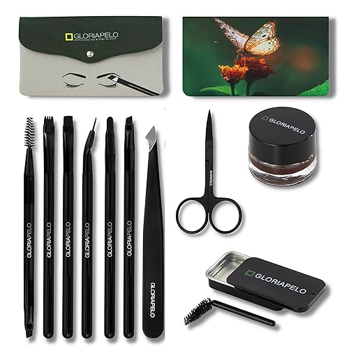 GLORIAPELO Eyebrow Brush Set - Premium Make-up Brush Kit - 10pcs Eyebrow Brush Makeup - Professional Make-up Brush Set - Eyebrow Makeup Gel - Eyebrow Beauty & Personal Care GLORIAPELO