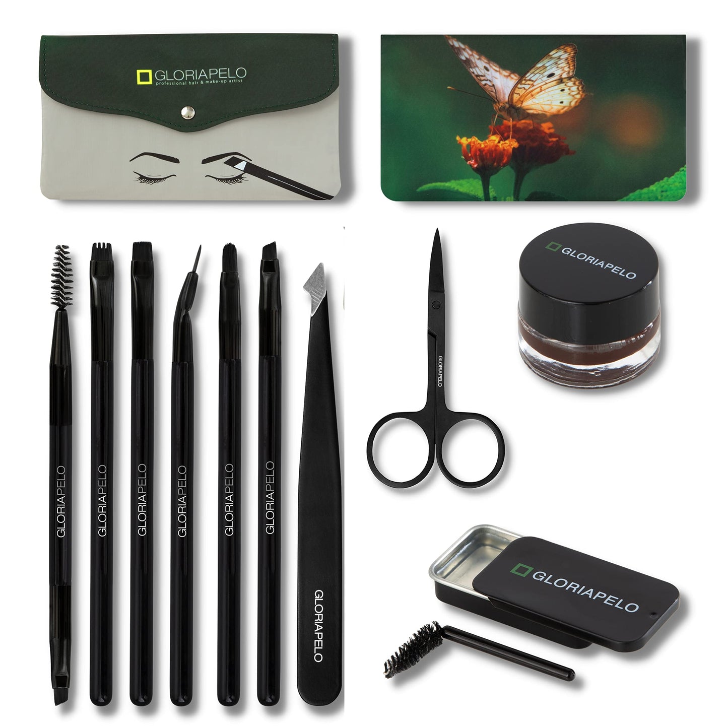 GLORIAPELO Eyebrow Brush Set - Premium Make-up Brush Kit - 10pcs Eyebrow Brush Makeup - Professional Make-up Brush Set - Eyebrow Makeup Gel - Eyebrow Beauty & Personal Care GLORIAPELO