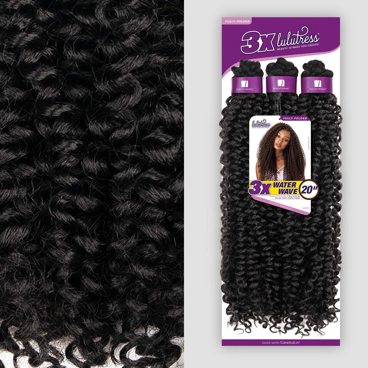 Sensationnel Lulutress Crochet Braiding Hair-3X Water Wave 20in,1pk T1B/30